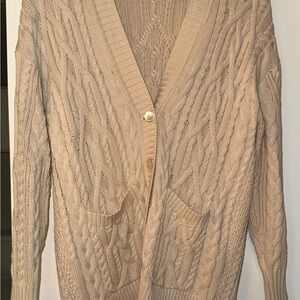 J. Crew Beige Cable Knit Cardigan Sweater